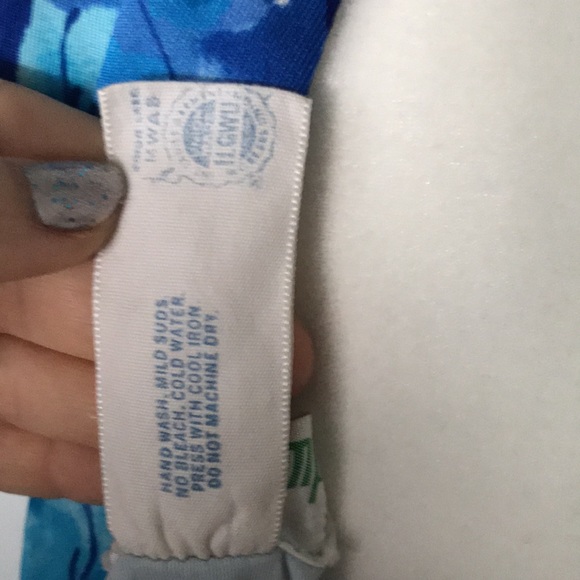 Vintage Union Made Seascamp by Camp 70s Vibrant Blue Floral Swim Dress/Coverup - Picture 6 of 7